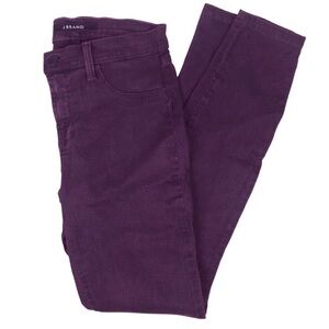 J Brand Womens Mid Rise Skinny Slim Fit Distressed Denim Jeans Purple Size 27